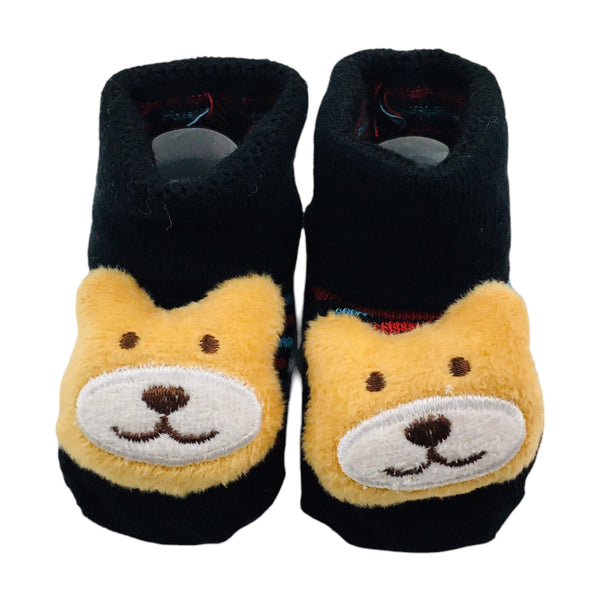 Meia Bichinhos Plin Baby Urso Antiderrapante - Preto