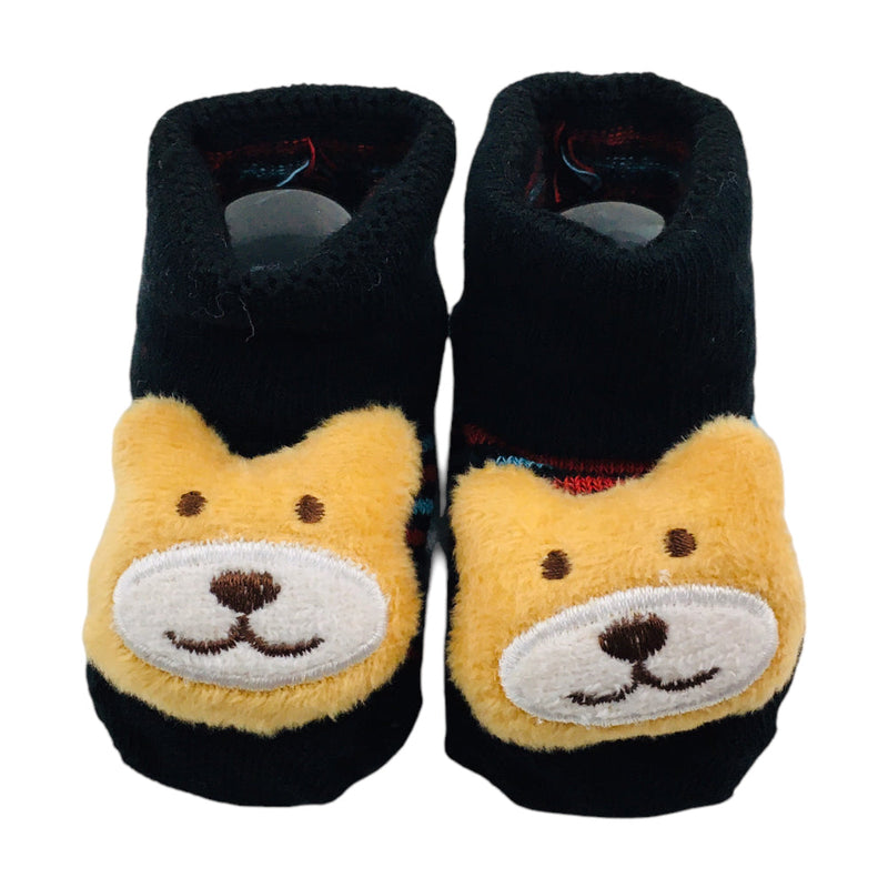 Meia Bichinhos Plin Baby Urso Antiderrapante - Preto