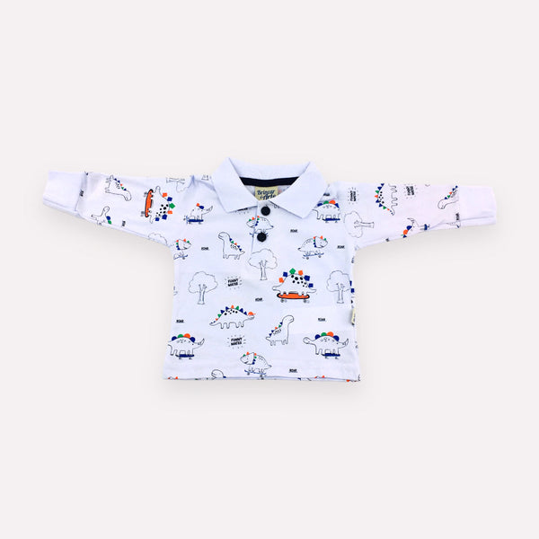 Blusa Masculina Brincar E Arte Polo Dinossauro Meia Malha