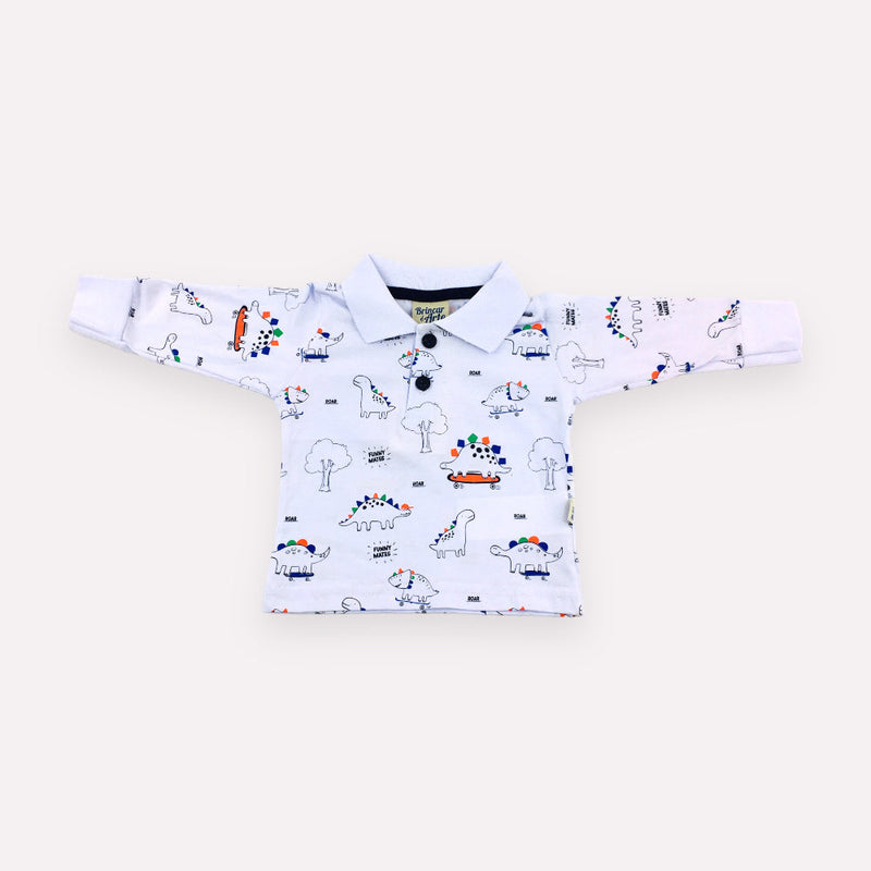 Blusa Masculina Brincar E Arte Polo Dinossauro Meia Malha