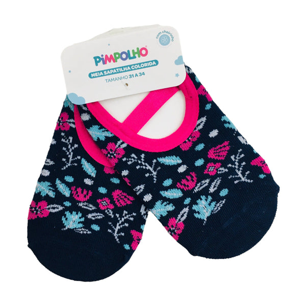 Meia Sapatilha Pimpolho Feminina 31 a 34 Colorida Floral