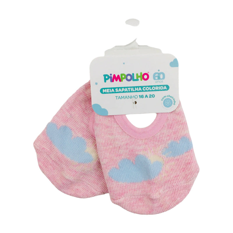 Meia Sapatilha Pimpolho Feminina 16-20 Colorida Nuvem