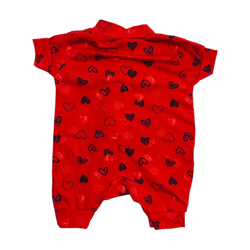 Macação Feminino Gente Miuda Curto Cotton Ziper Coração