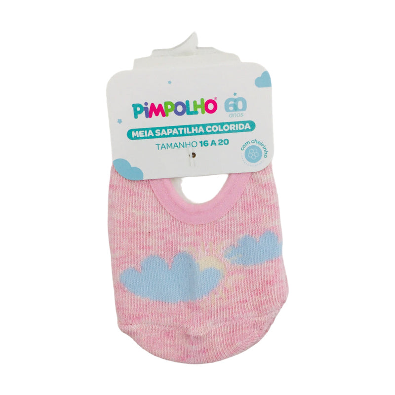 Meia Sapatilha Pimpolho Feminina 16-20 Colorida Nuvem