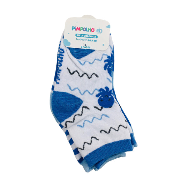 Kit Meia Pimpolho Masculina Com 3 Pares Colorida Polvo