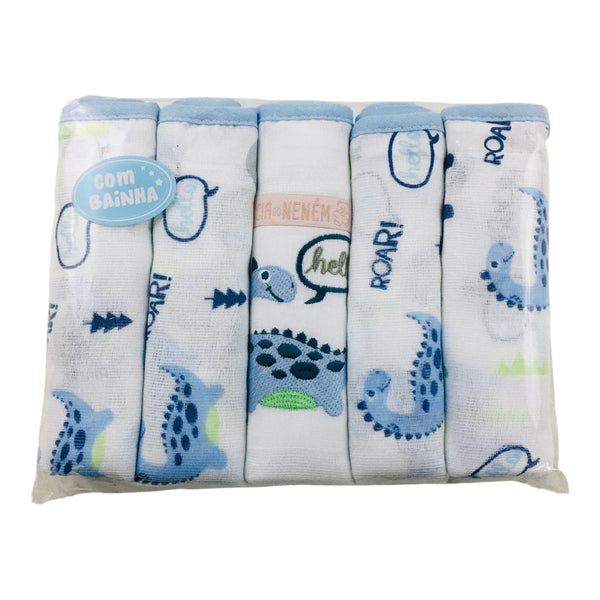 Kit Fralda Cia Do Nenem Com Bainha 5 Peças
