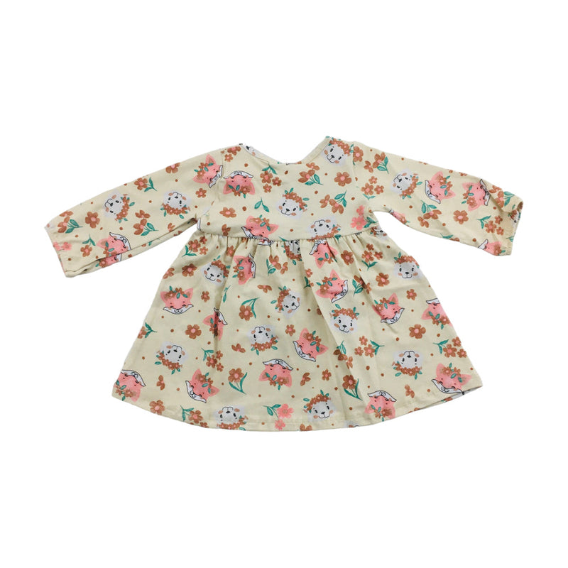 Vestido Manga Longa Pulla Bulla Estampado Raposas E Esquilos