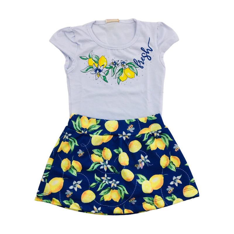 Conjunto Feminino Hrradinhos Limãos Fresh Blusa E Short Saia