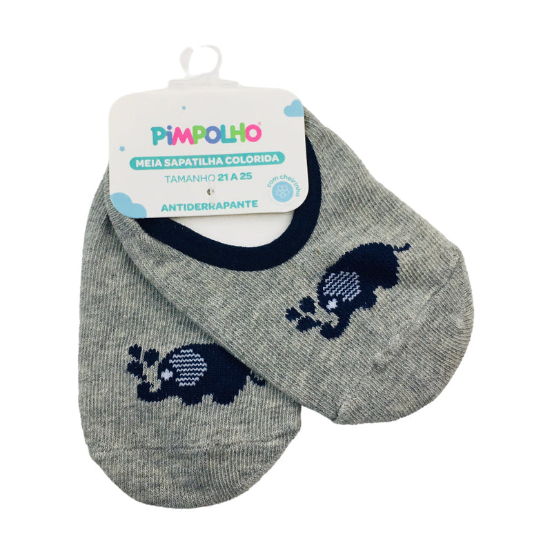 Meia Sapatilha Pimpolho Colorida Elefante  21/25