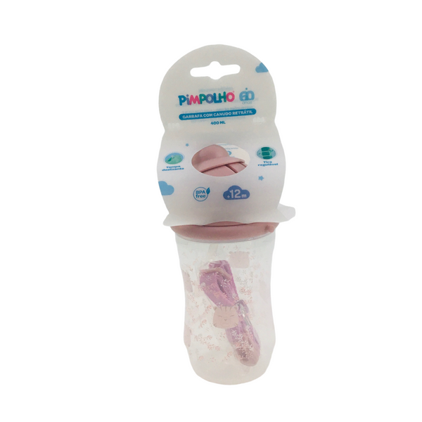 Garrafa Pimpolho Feminina Com Canudo Retratil 400Ml Tigresa