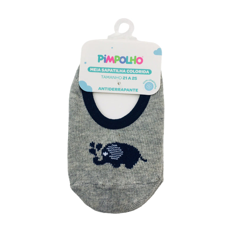 Meia Sapatilha Pimpolho Colorida Elefante  21/25