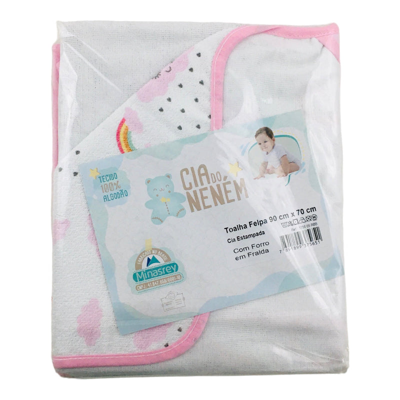 Toalha De Felpa Cia Do Nenem Estampada Com Capuz E Forro