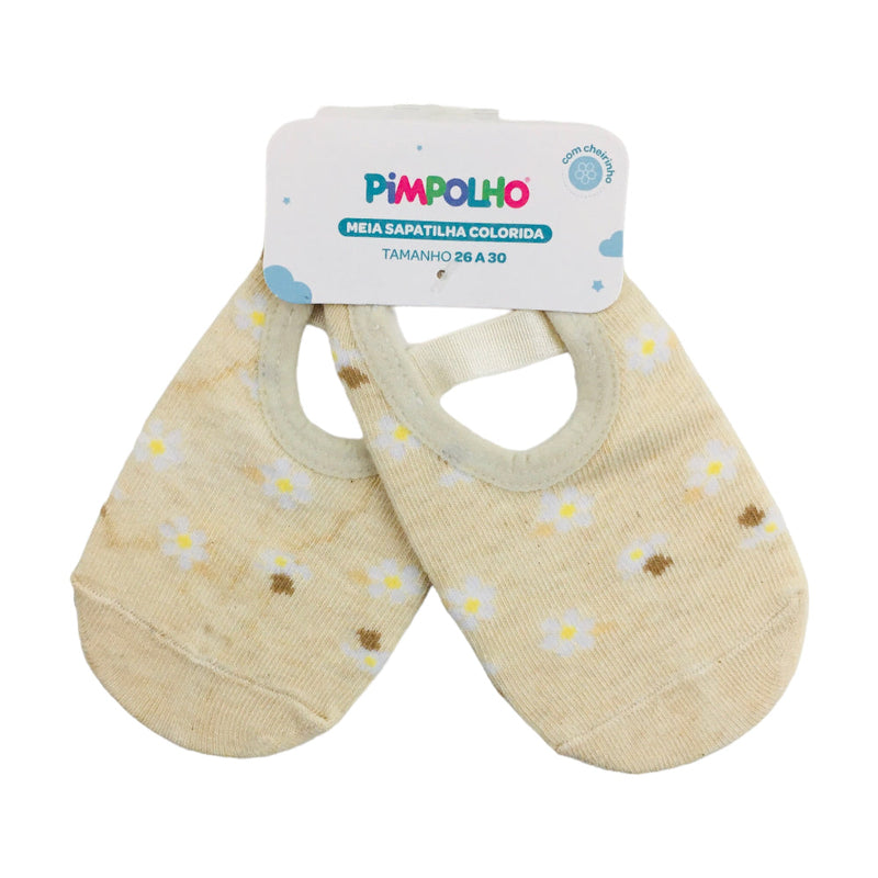 Meia Sapatilha Pimpolho Feminino 26 a 30 Colorida Floral