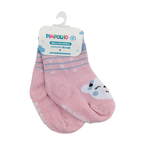 Meia Pimpolho Feminina antiderrapante 16 a 20 Colorida Ursa