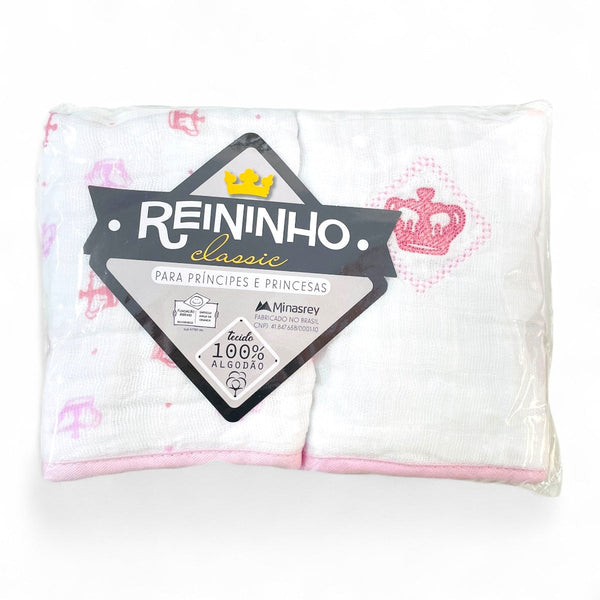 Pano De Boca Reininho Classic Bordado E Estampado 2 Peças