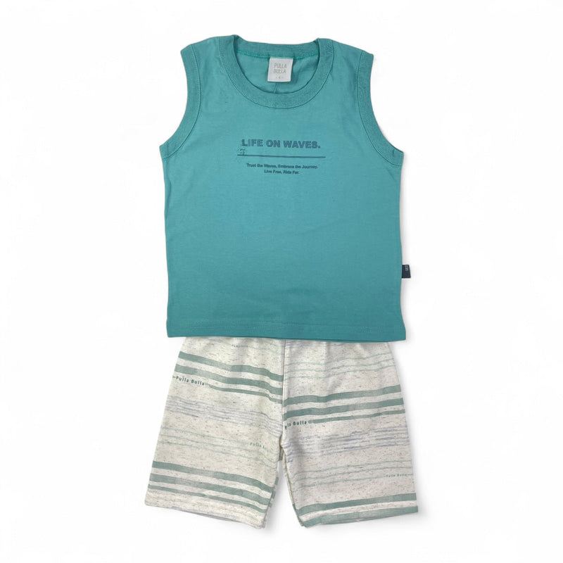 Conjunto Pulla Bulla Infantil Masculino Regata e Bermuda Verão