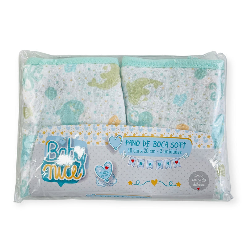 Pano De Boca Baby Nice Soft Estampado 2 Peças