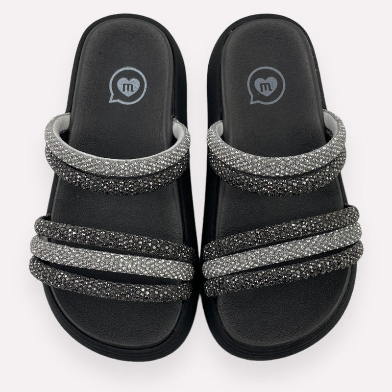 Sandalia Molekinha Teen Tiras Strass Cristal