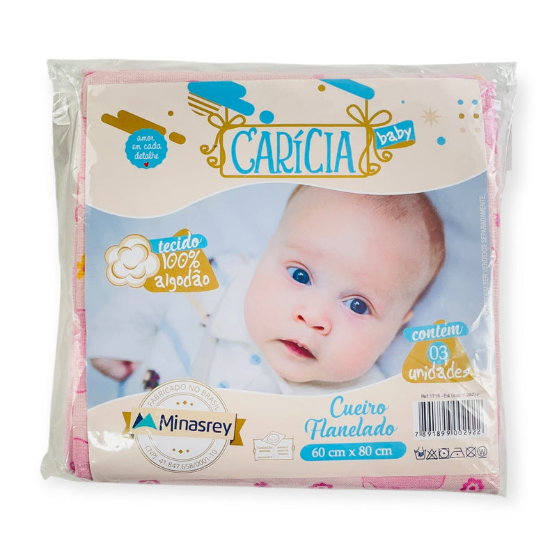 Cueiro Flanelado Caricia Baby Estampado Com 3 Peças