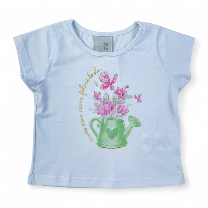 Conjunto Pulla Bulla Infantil Blusa Regador Floral e Short Verde