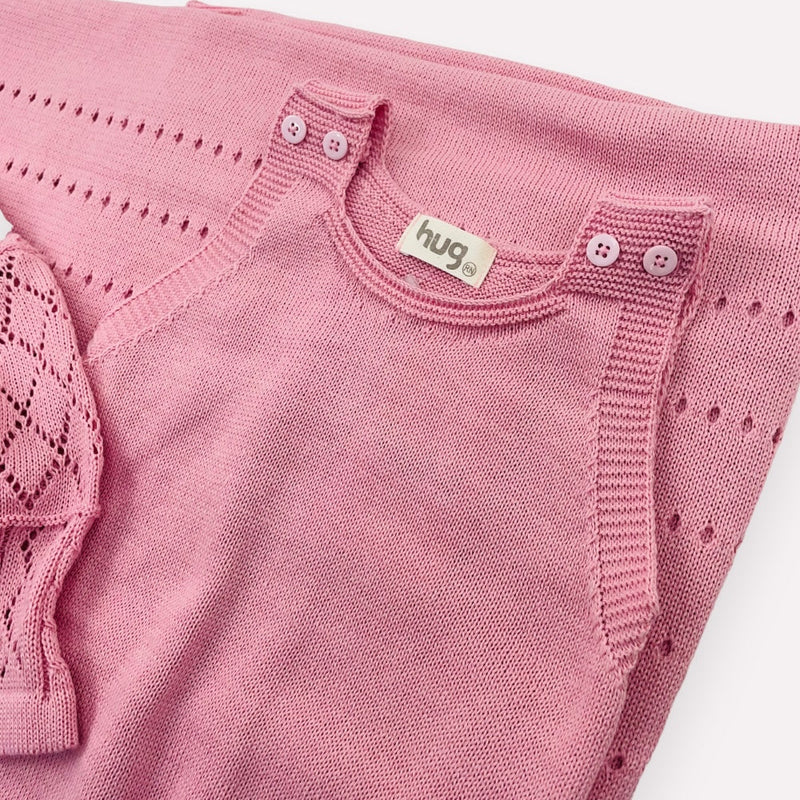 Saida De Maternidade Hug Tricot Florzinha 3 Peças - Rosa - Rn
