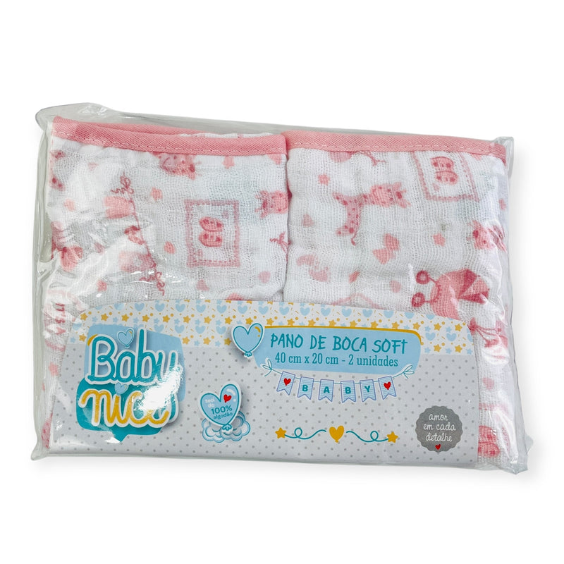 Pano De Boca Baby Nice Soft Estampado 2 Peças