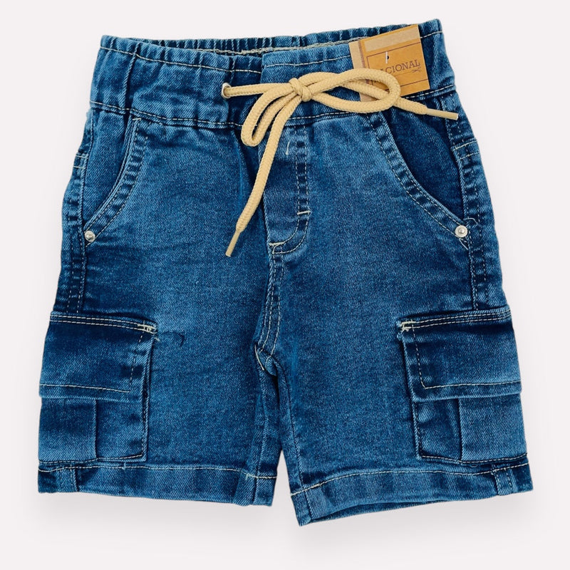 Bermuda Nacional Jeans Com Cadarço