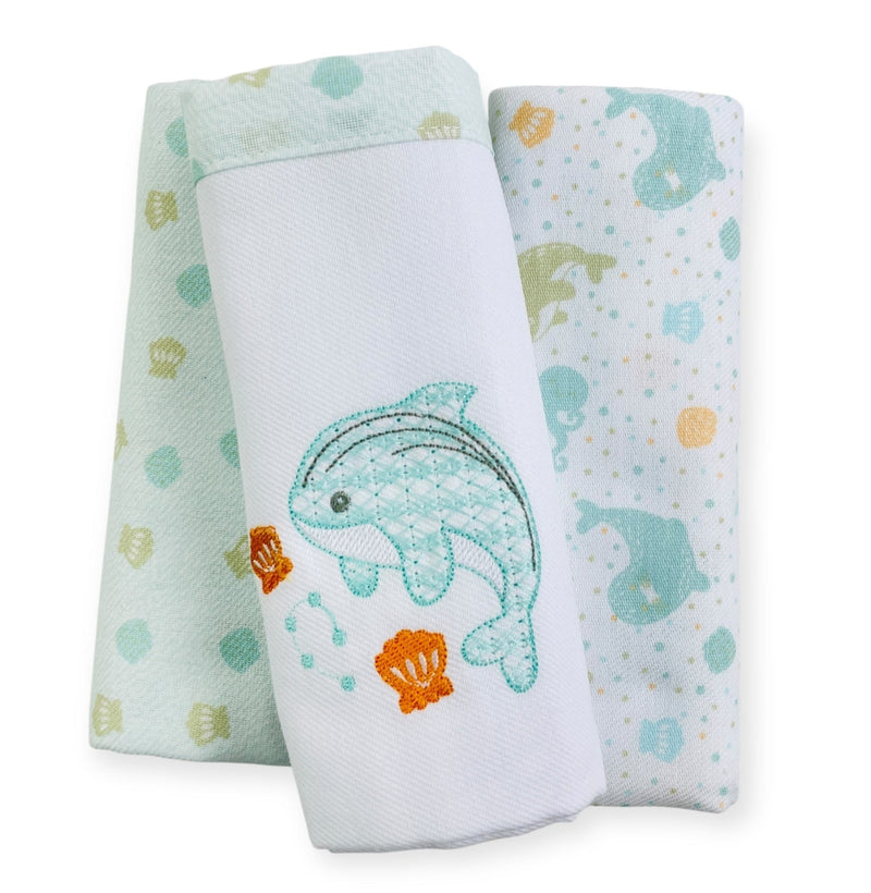 Kit Cueiro Rolinhos Baby Nice Baleia Peças - Verde - 80 X80 Cm