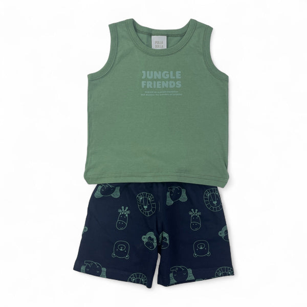 Conjunto Pulla Bulla Infantil Masculino Jungle Friends Bichinhos Selva