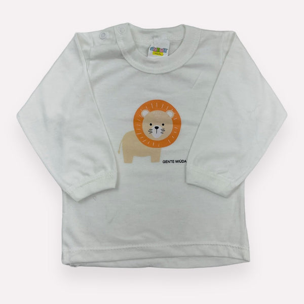 Camiseta Masculina Gente Miúda Manga Longa Leãozinho