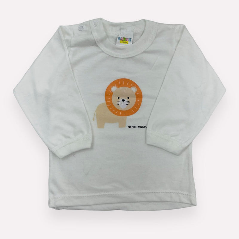 Camiseta Masculina Gente Miúda Manga Longa Leãozinho