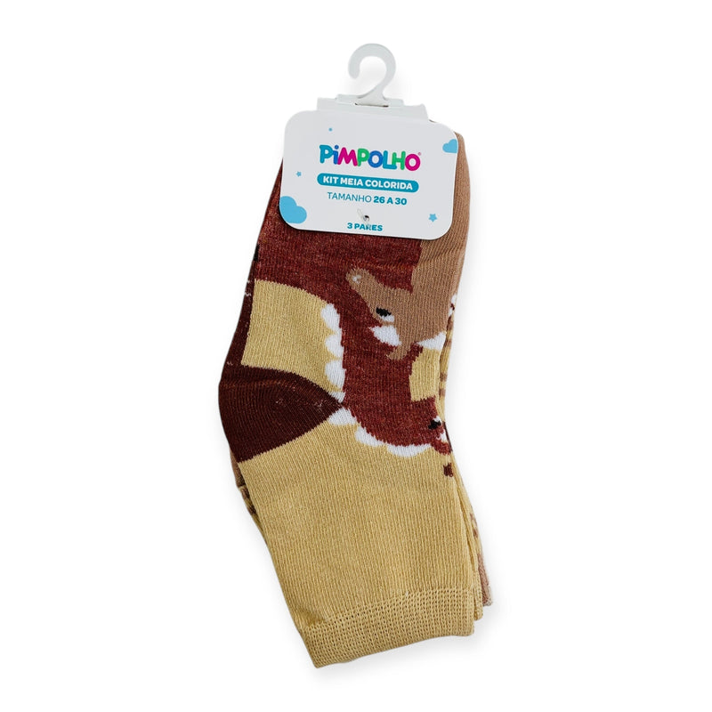 Kit Meia Colorida Masculino Pimpolho Antiderrapante Com 3 Pares