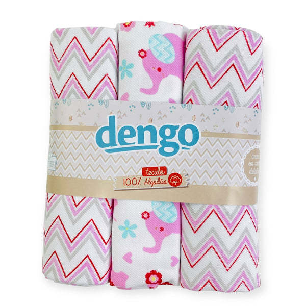 Kit Manta Cueiro Dengo Estampado 3 Peças