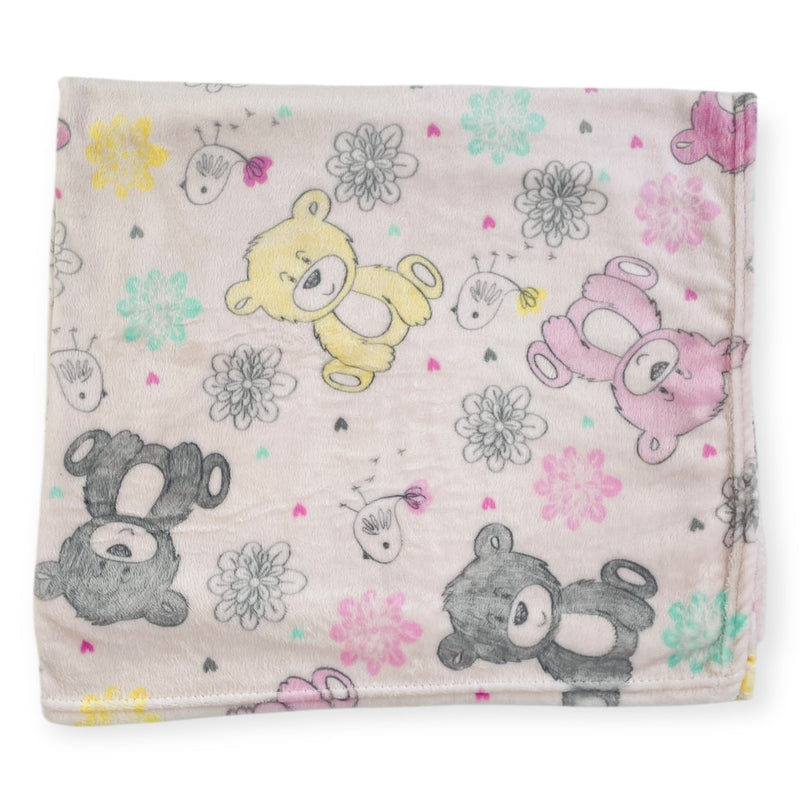 Cobertor Flannel Cartoon Prime Baby - Rosa Claro - 90 X110 Cm