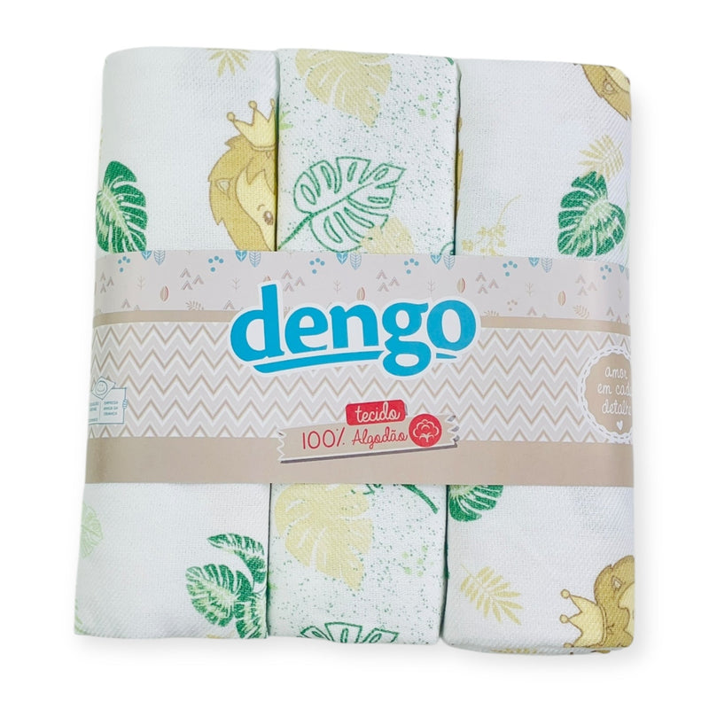 Kit Manta Cueiro Dengo Estampado Rolinho 3 Peças