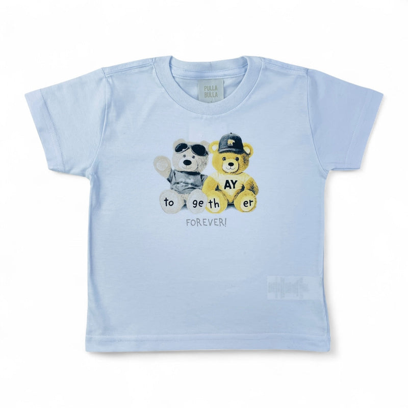 Conjunto Pulla Bulla Infantil com Estampa de Ursinhos e Bermuda Listrada