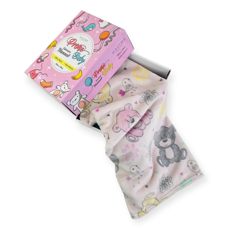 Cobertor Flannel Cartoon Prime Baby - Rosa Claro - 90 X110 Cm