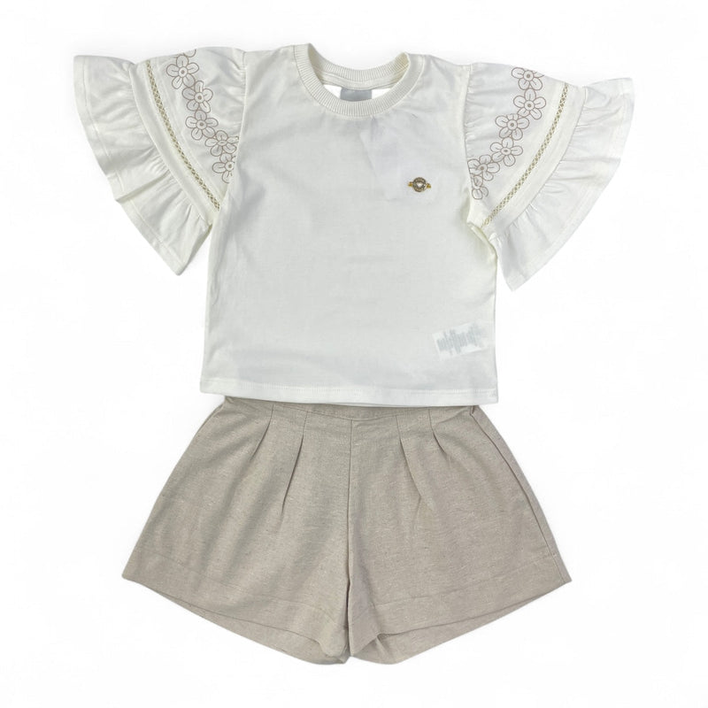 Conjunto Pulla Bulla Infantil Menina Feminino Manga Bordada Casual