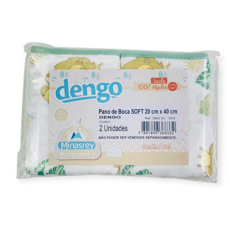 Pano De Boca Dengo Soft Com Bainha Estampado  2 Peças - Verde - 20x40cm