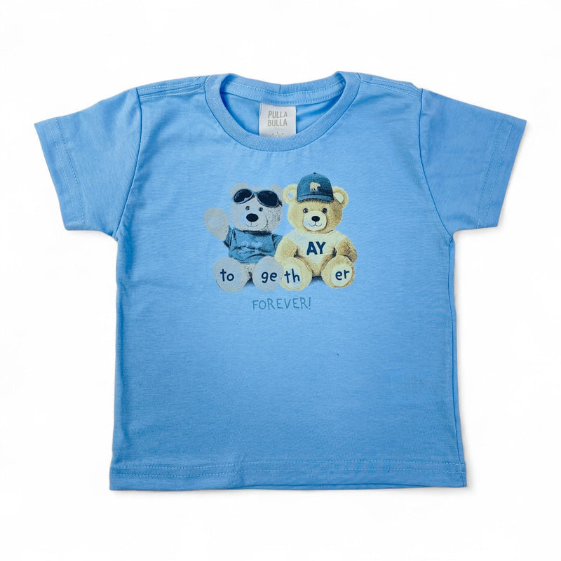 Conjunto Pulla Bulla Infantil com Estampa de Ursinhos e Bermuda Listrada
