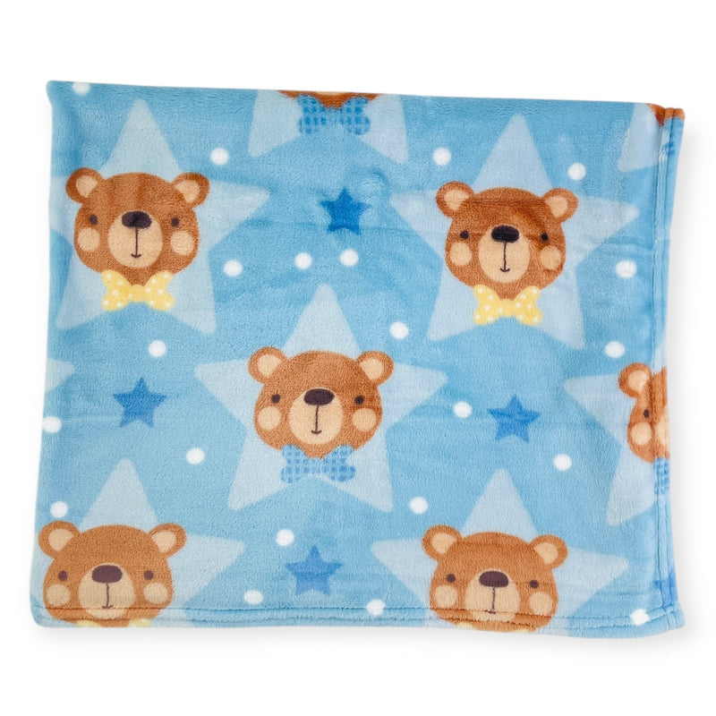 Cobertor Flannel Ted Prime Baby - Azul - 90 X110 Cm