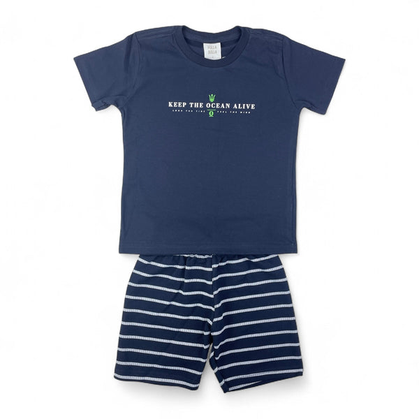 Conjunto Pulla Bulla Infantil Menino Camiseta e Bermuda raia