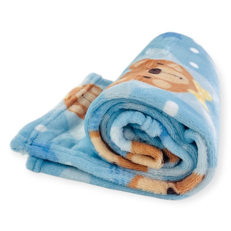 Cobertor Flannel Ted Prime Baby - Azul - 90 X110 Cm