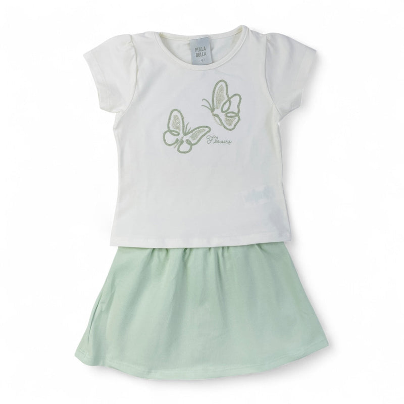 Conjunto Pulla Bulla Infantil com Saia Short e Blusa Borboleta