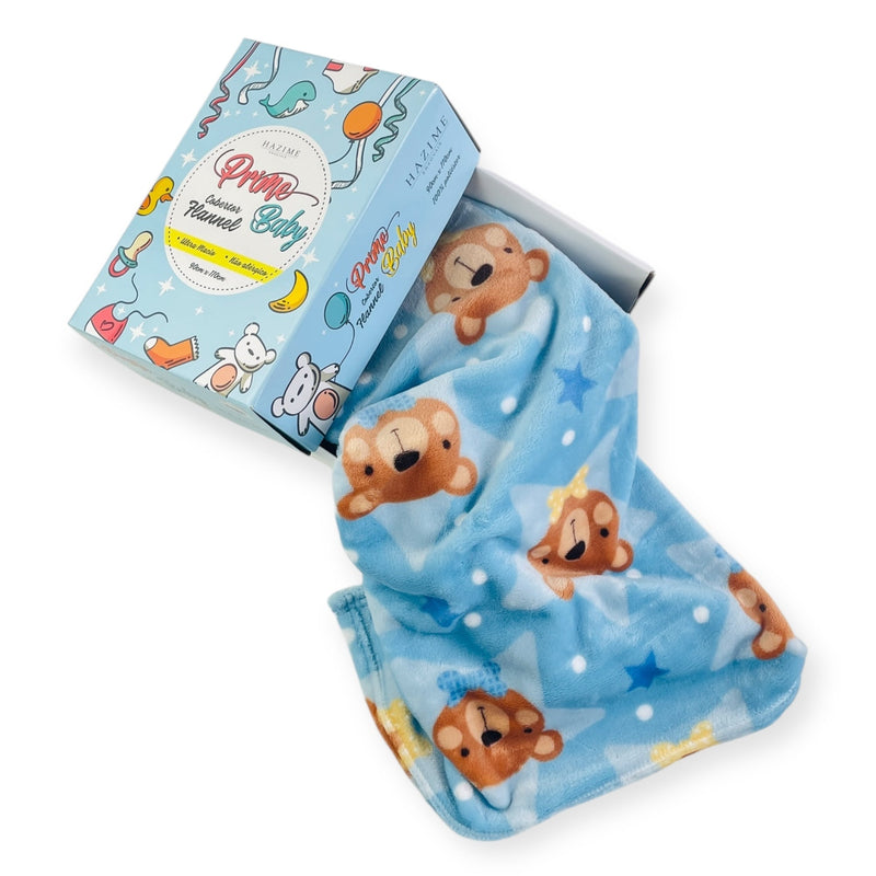 Cobertor Flannel Ted Prime Baby - Azul - 90 X110 Cm