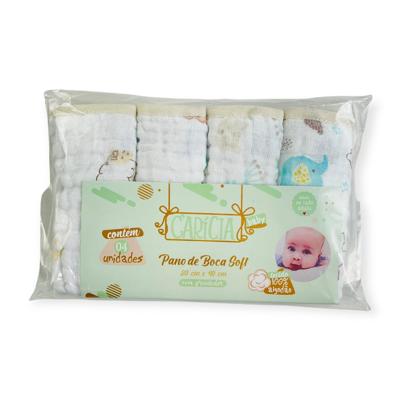 Pano De Boca Caricia Baby Soft Com 4 Unidades