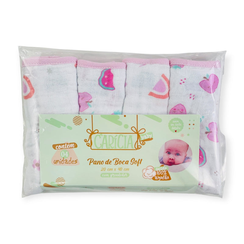 Pano De Boca Caricia Baby Soft Com 4 Unidades