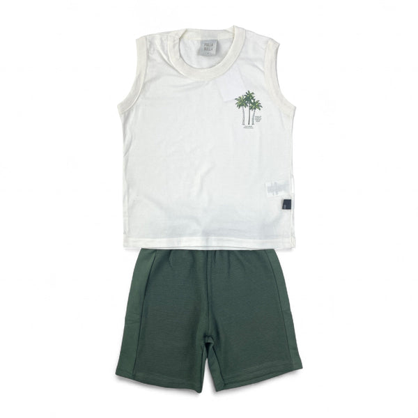 Conjunto Pulla Bulla Infantil Masculino Regata Coqueiro com Bermuda