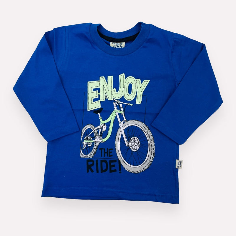 Camiseta Masculina Brincar e Arte Manga Longa Enjoy Bike
