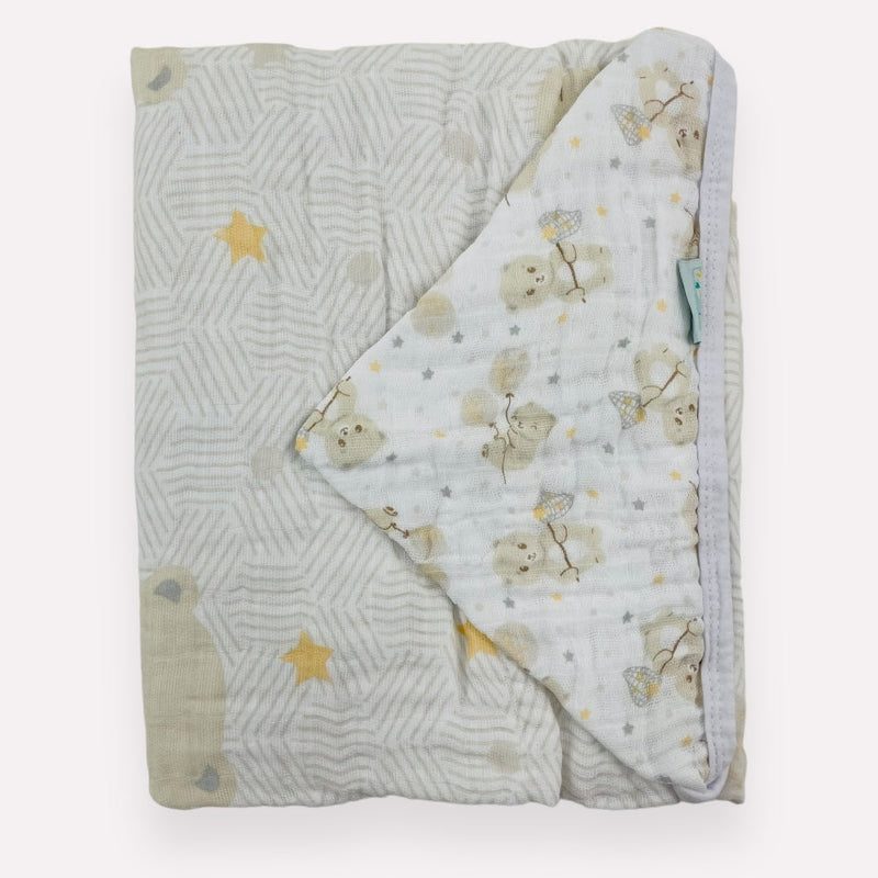 Toalha Soft Baby Nice Ursinho Estampada - Bege - 85X85 Cm